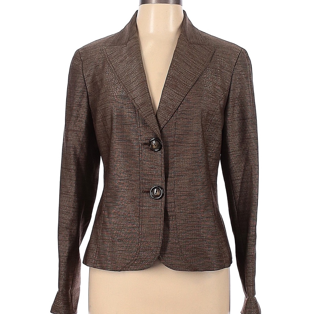 Lafayette 148 New York Wool Shimmering Brown Blazer Size 10